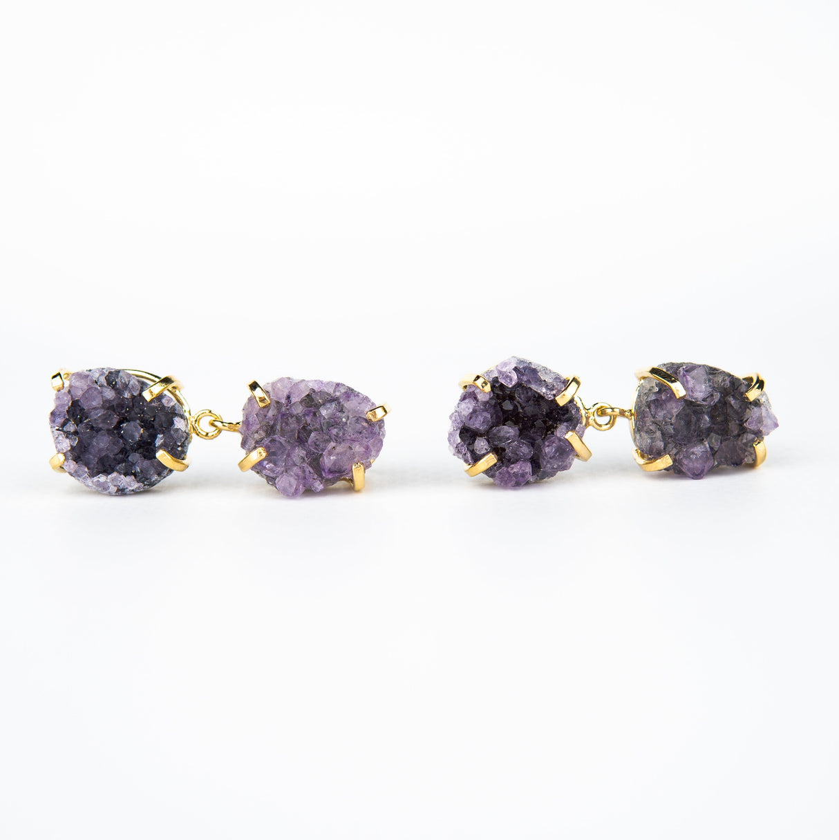 Серьги с темным аметистом с позолотой onesize DA-6