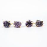 Серьги с темным аметистом с позолотой onesize DA-6