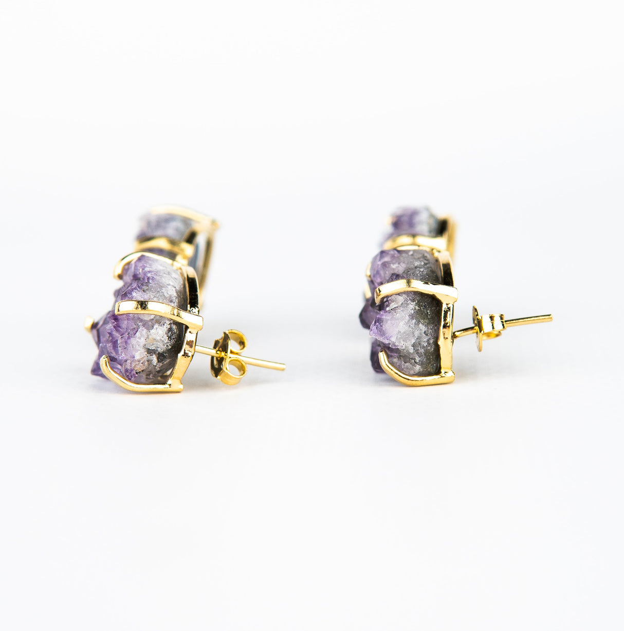 Серьги с темным аметистом с позолотой onesize DA-6