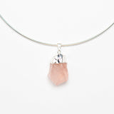 Кулон з рожевим кварцом з посрібленням onesize Rq-11