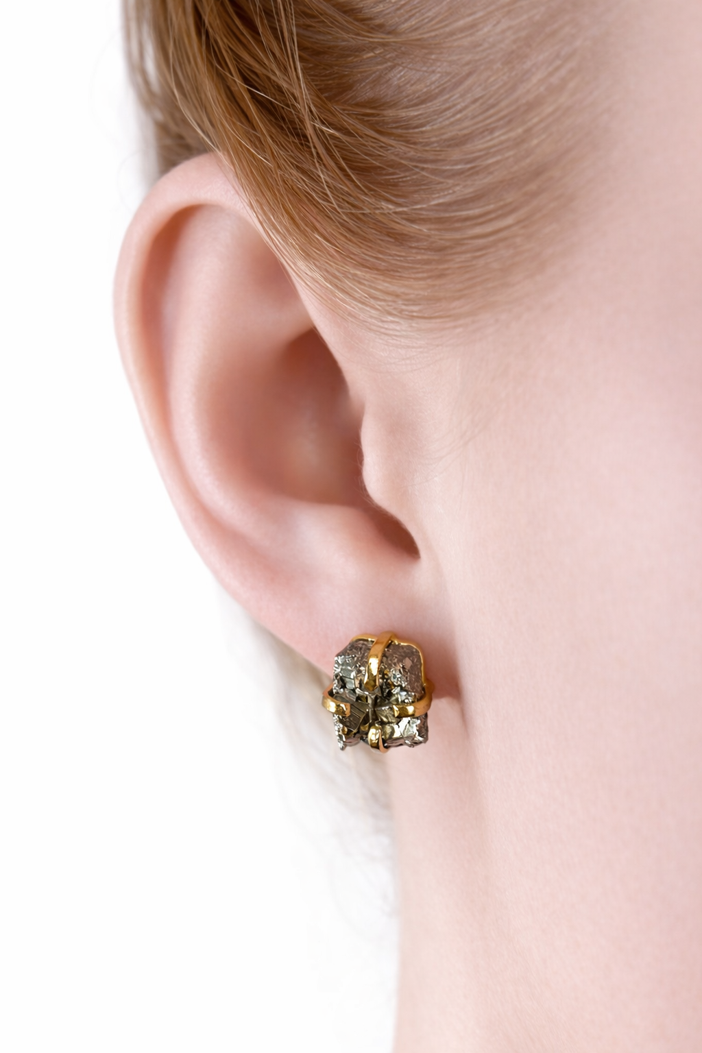 Сережки з піритом з позолотою onesize Py-200