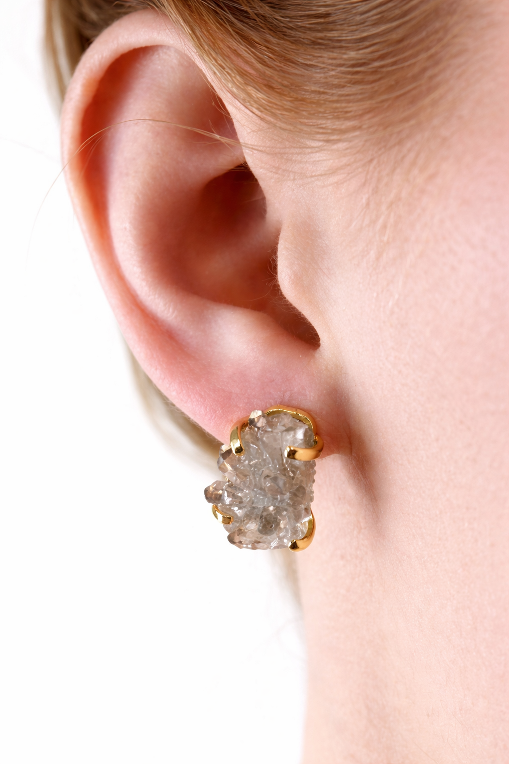 Сережки з димчастим кварцом з позолотою onesize Dm-1