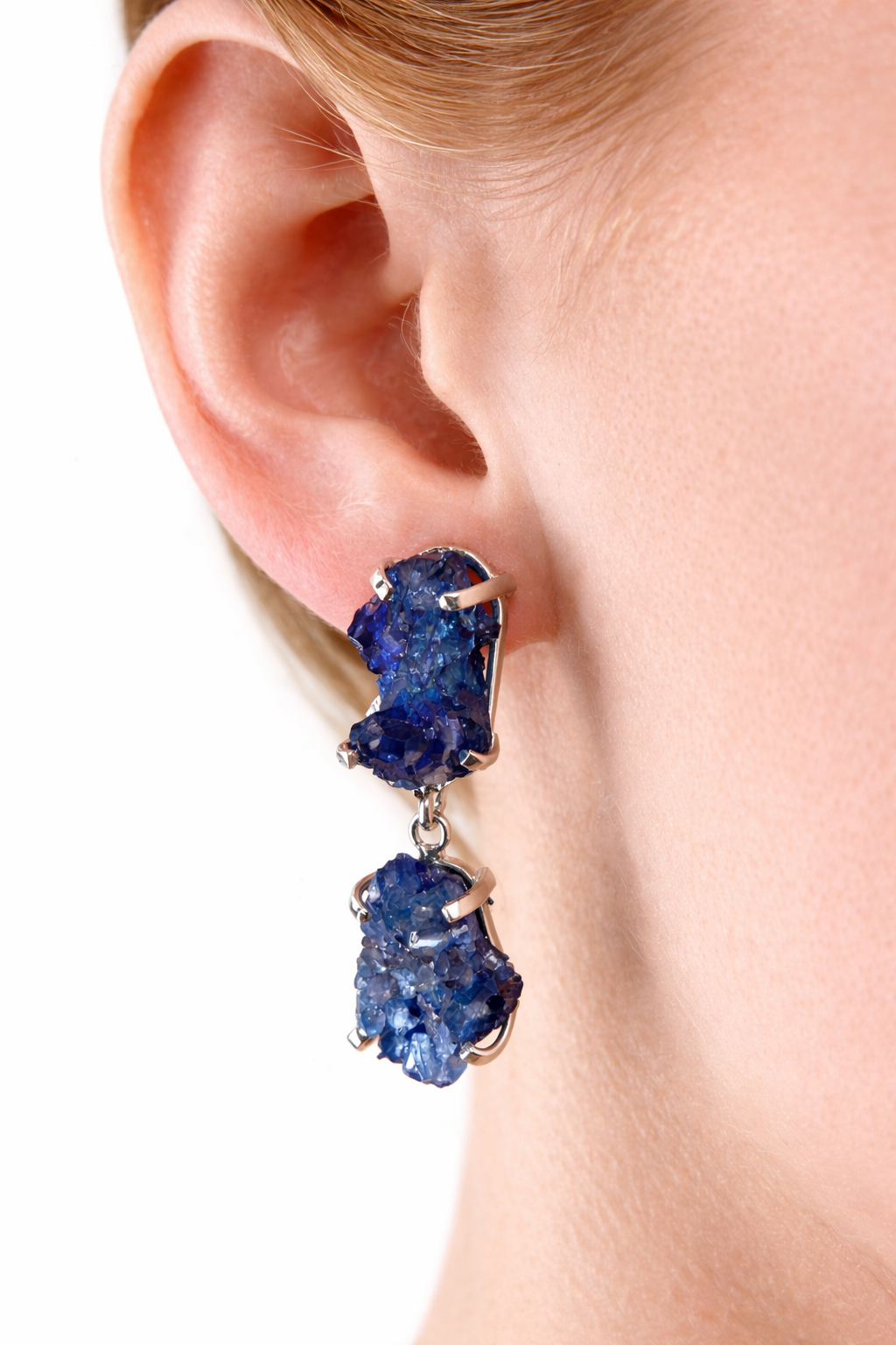 Сережки з Синім кришталем з посрібленням onesize Cr-2