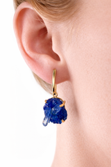 Серьги с синим хрусталем с позолотой onesize Cr-3