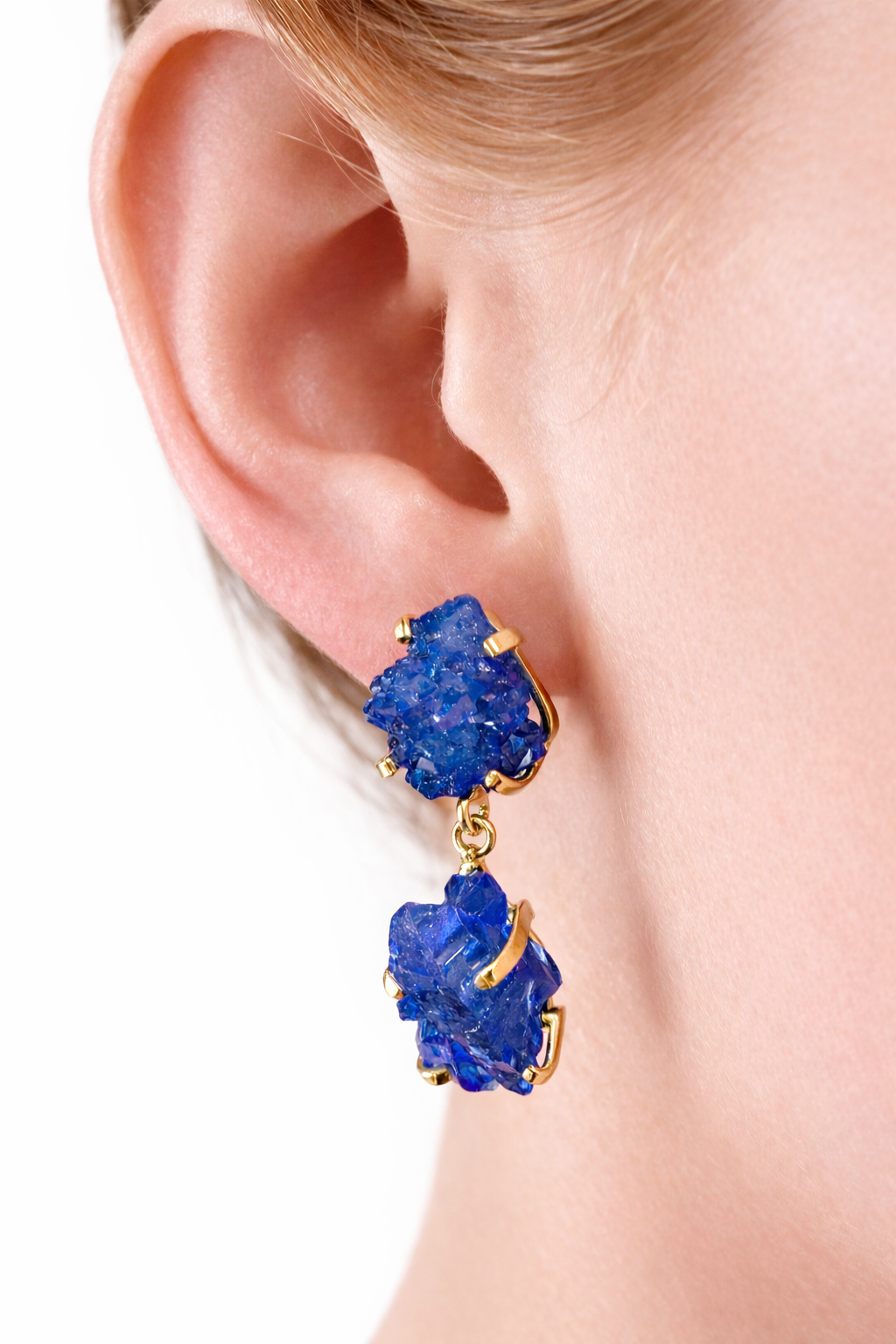 Серьги с синим хрусталем с позолотой onesize Cr-2