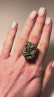Каблучка з піритом прямокутним з посрібленням арк onesize Py-5